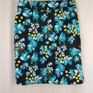 CONRAD C a-line skirt floral black turquoise 12P